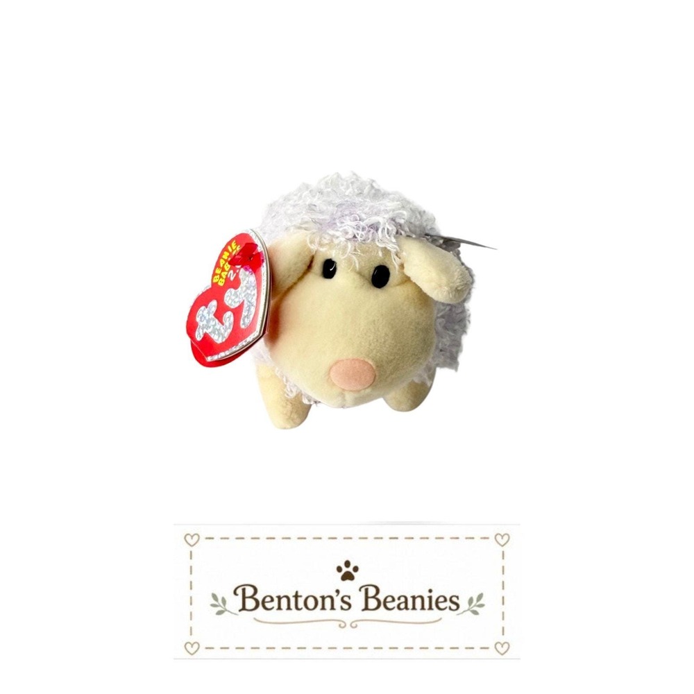 Shearsly the Sheep TY Beanie Baby 2. 0| Mint Heart Tush Tag